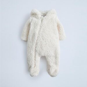 Zara Cream Fleece Kids Footie romper